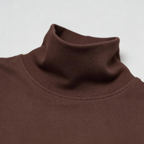 Womens Mock Neck Sweatshirt - Chocolate Brown Boxy Fit Pullover | Wholesale Blank Sweatshirts Manufacturer