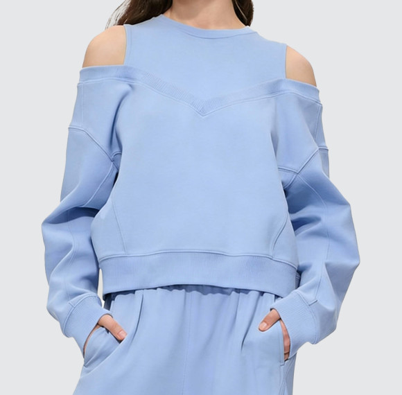 Cropped Cold Shoulder Top - Unique V-Panel Design Unique Sweatshirts | Private Label Clothing Suppliers