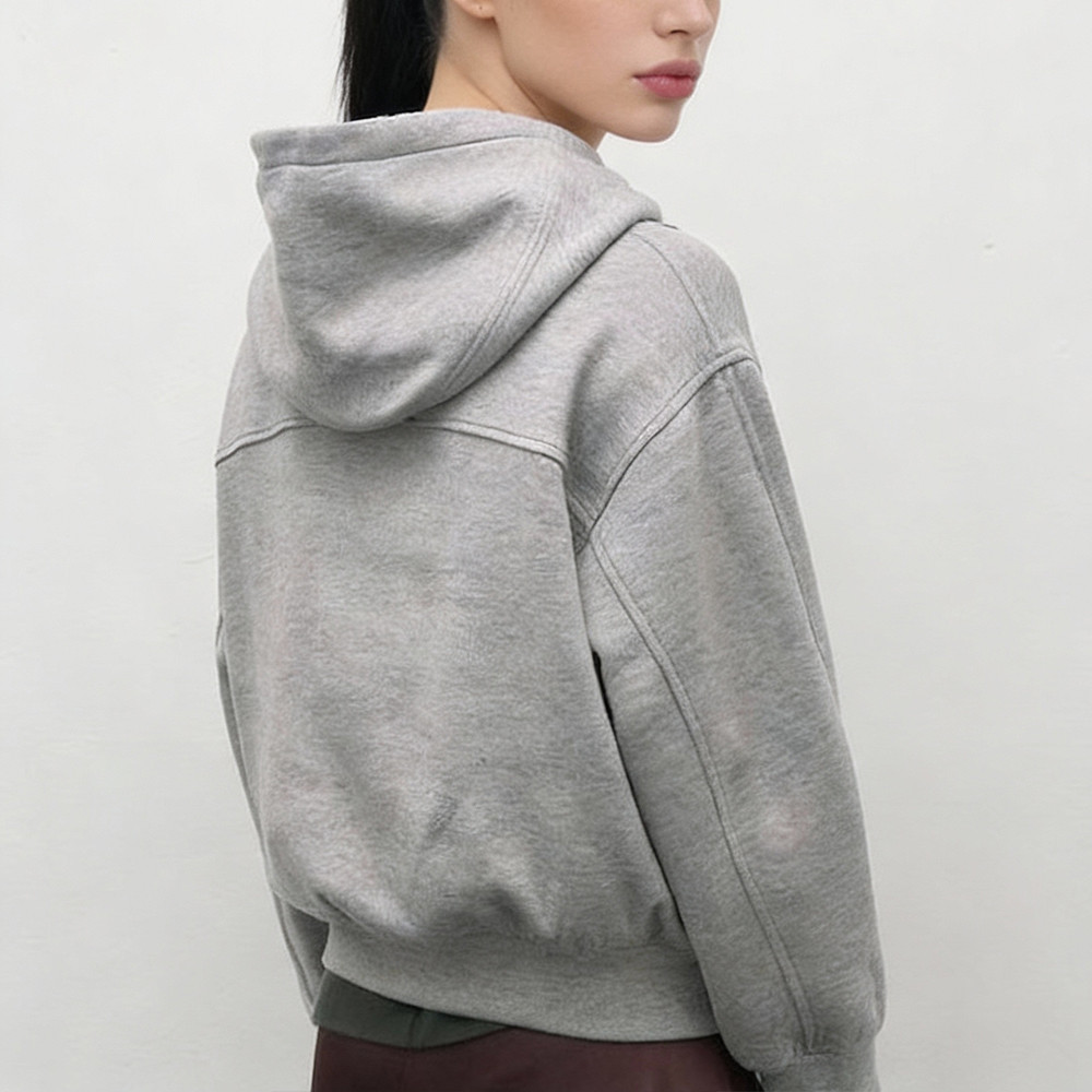Back view of oversized drop shoulder hoodie