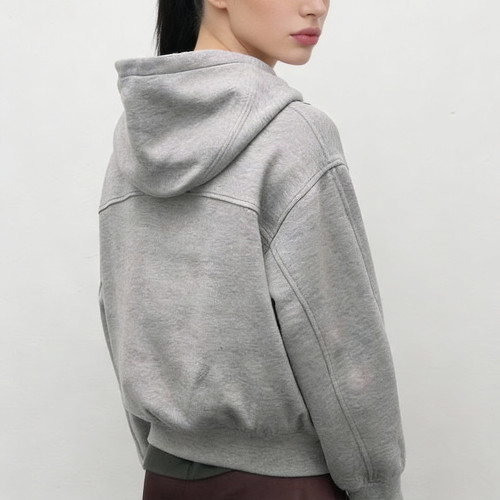 Heavyweight Cotton Hoodie - Grey Oversized Cross Neck Pullover | Blank High Quality Hoodies Supplier