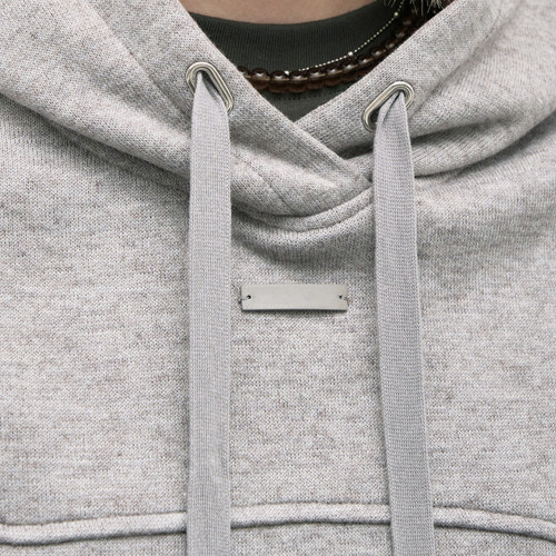Heavyweight Cotton Hoodie - Grey Oversized Cross Neck Pullover | Blank High Quality Hoodies Supplier