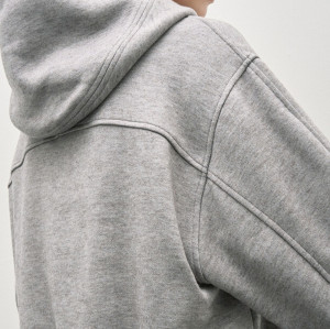 Heavyweight Cotton Hoodie - Grey Oversized Cross Neck Pullover | Blank High Quality Hoodies Supplier