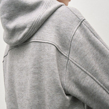 Heavyweight Cotton Hoodie - Grey Oversized Cross Neck Pullover | Blank High Quality Hoodies Supplier
