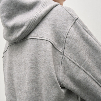Heavyweight Cotton Hoodie - Grey Oversized Cross Neck Pullover | Blank High Quality Hoodies Supplier
