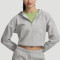 Grey Cropped Hoodie - Quarter Zip Polyester Cotton Blend Pullover | Custom Hoodie Manufacturer