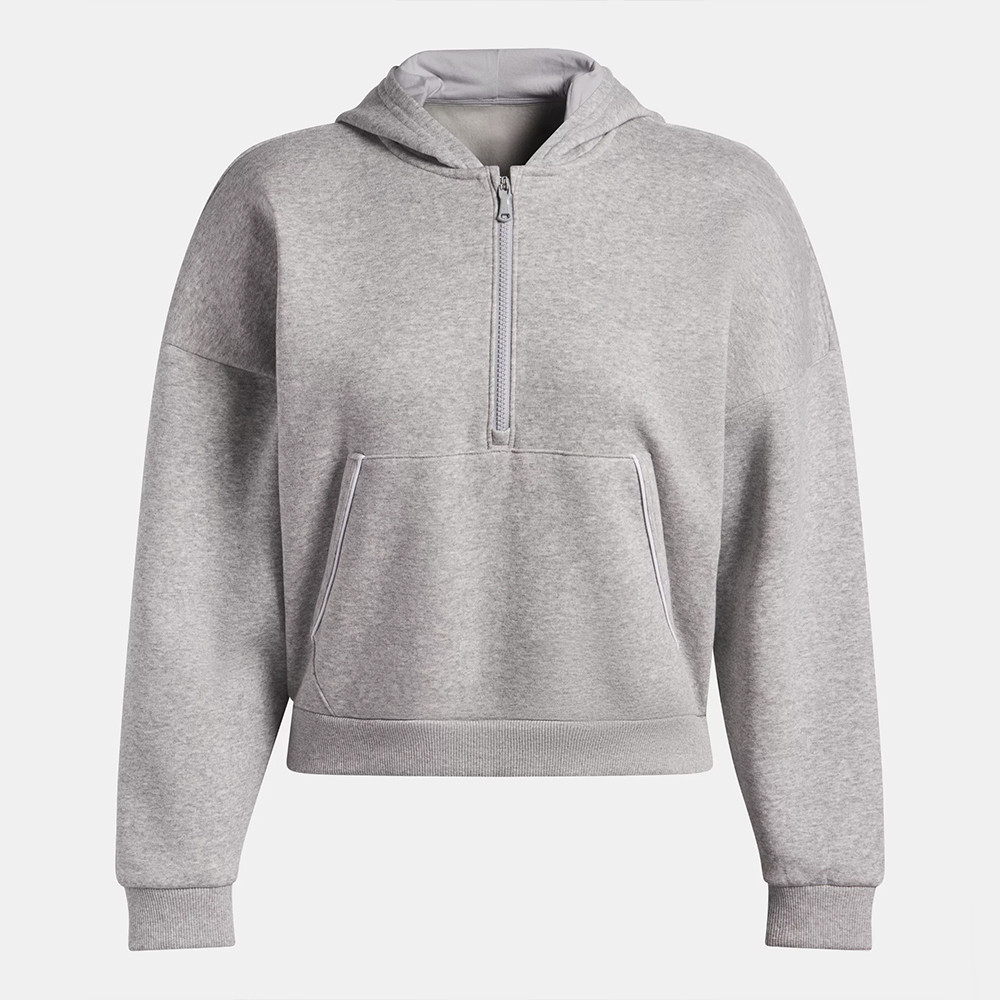 Grey cropped half zip hoodie women custom manufacturer