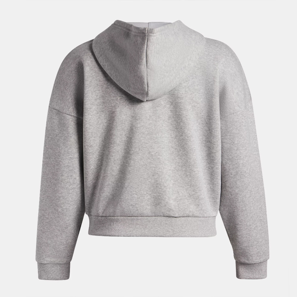 Back view of grey drop shoulder cropped sweatshirt