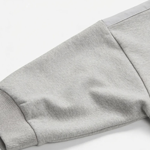 Grey Cropped Hoodie - Quarter Zip Polyester Cotton Blend Pullover | Custom Hoodie Manufacturer