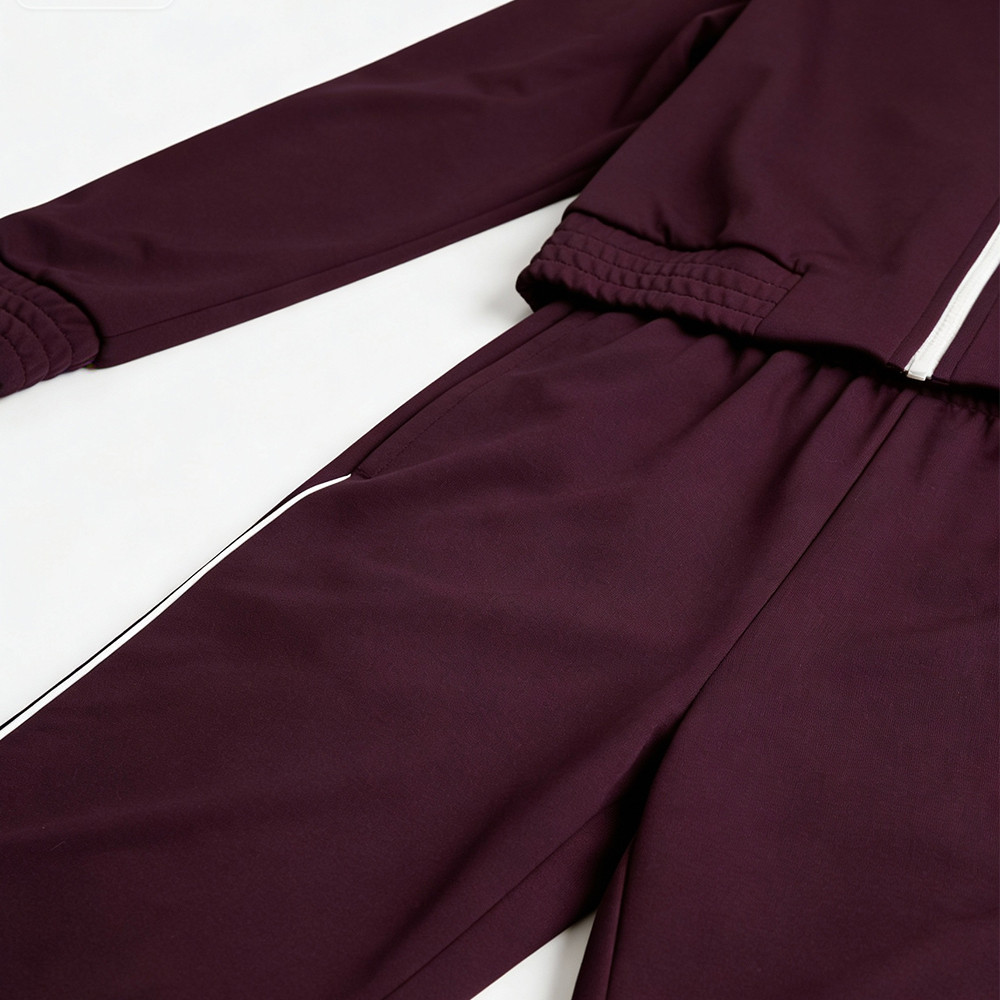 Ribbed knit sleeve cuff detail on blue hoodie