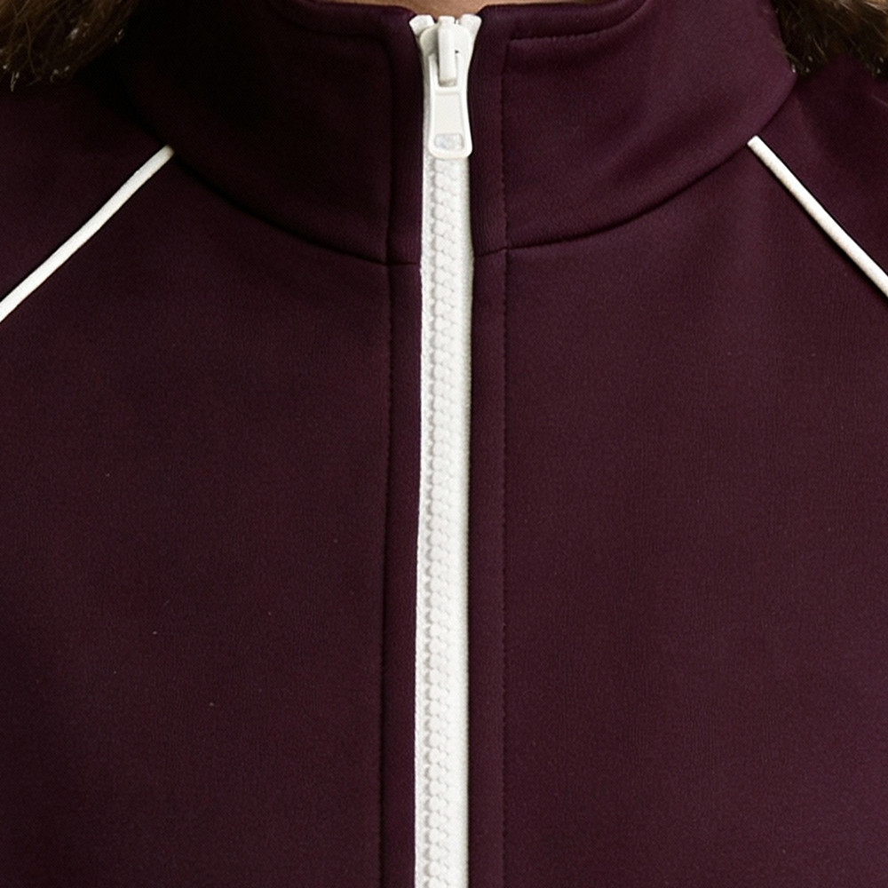 Silver metal zipper detail on grey hoodie