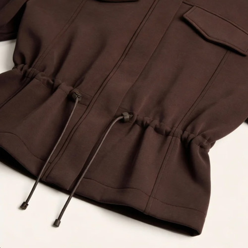 Chocolate Brown Utility Jacket - Soft Brushed Modal Coat | Private Label Clothing Manufacturers