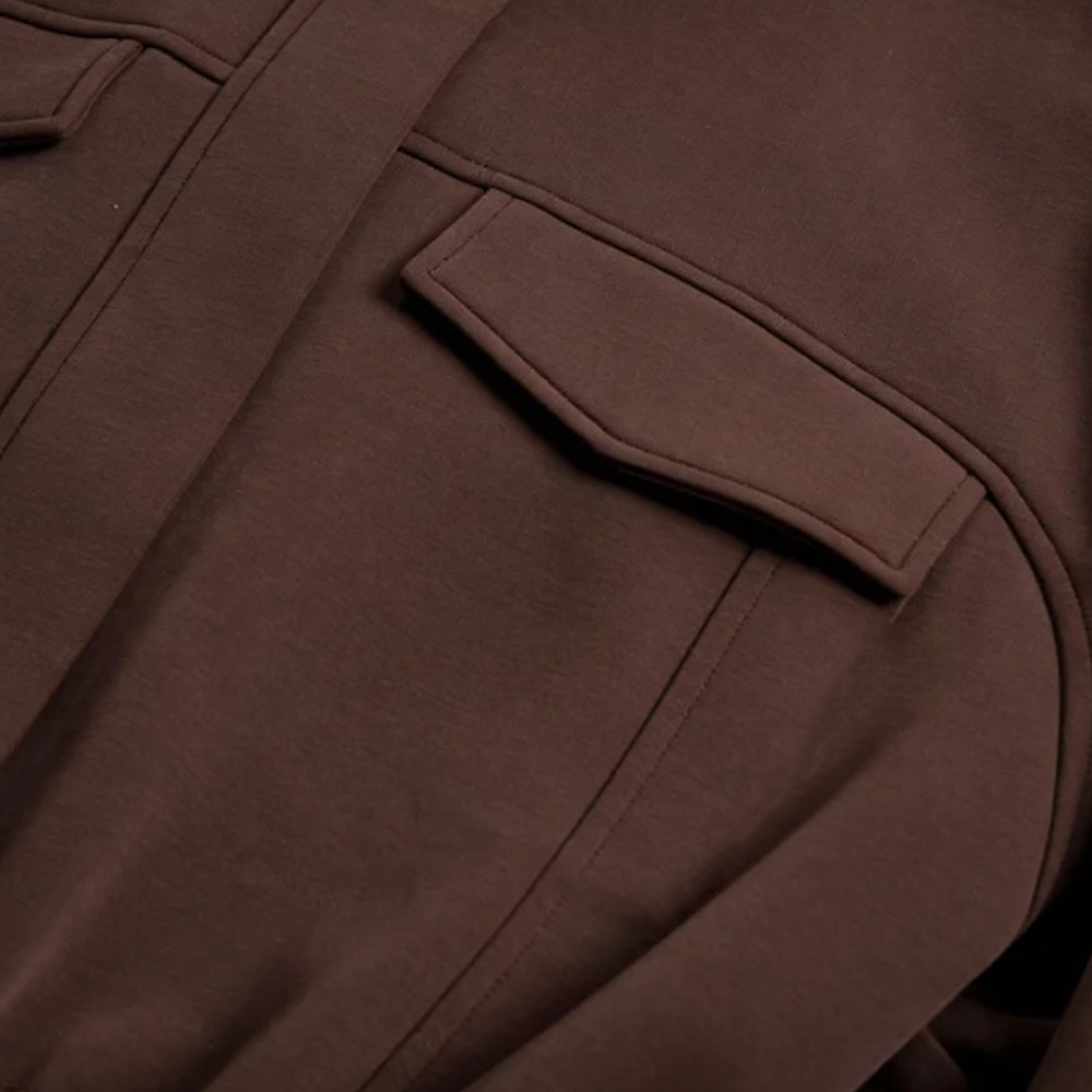 Chest cargo pocket detail on women's utility jacket