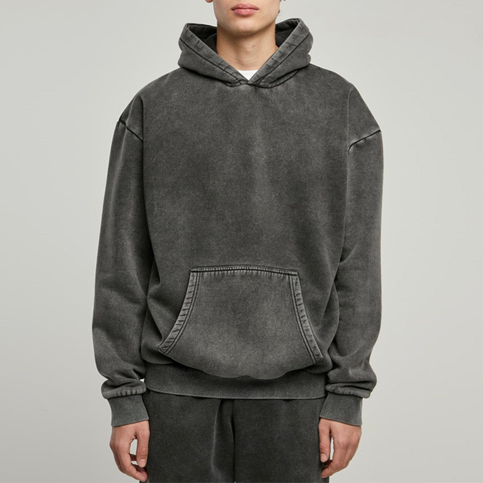 Charcoal grey boxy fit hoodie custom streetwear manufacturer