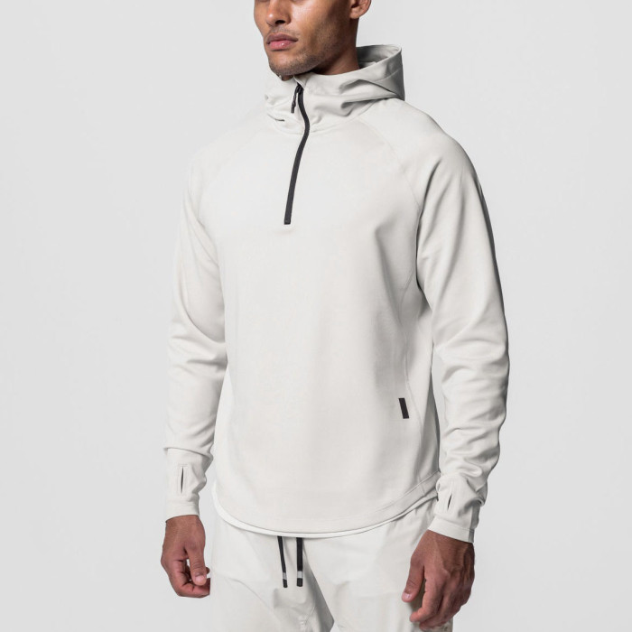 Men's Quarter Zip Hoodie - Technical Running Sweatshirt with Thumbholes | Custom Hoodie Manufacturer