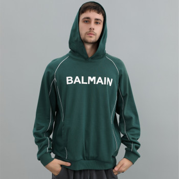 Men's Green Hoodie - Contrast Piping Raglan Sweatshirt | Custom Embroidered Hoodie Factory