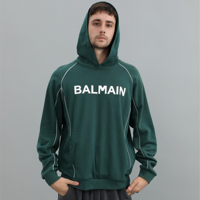Men's Green Hoodie - Contrast Piping Raglan Sweatshirt | Custom Embroidered Hoodie Factory