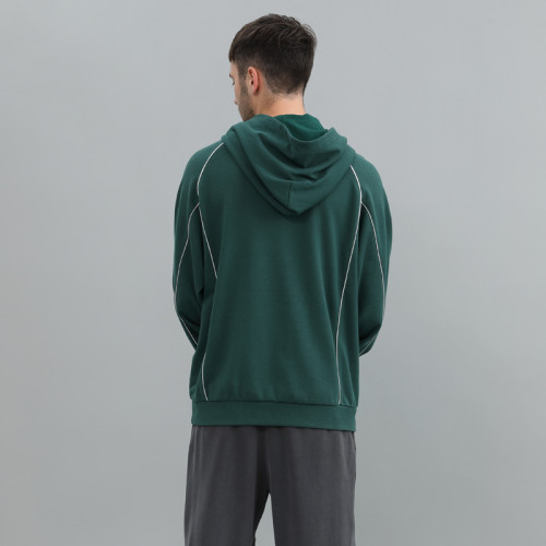 Men's Green Hoodie - Contrast Piping Raglan Sweatshirt | Custom Embroidered Hoodie Factory