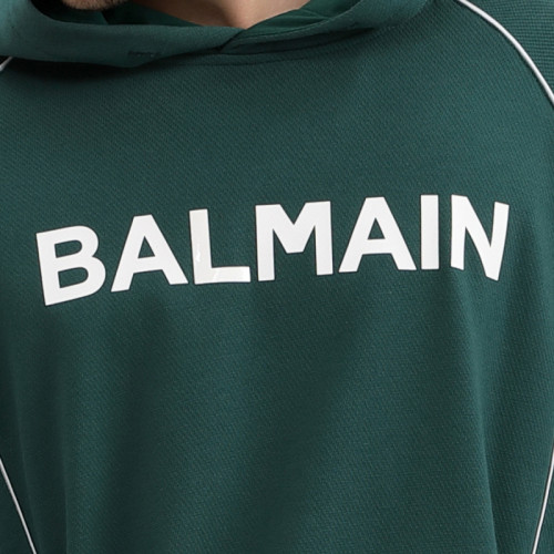 Men's Green Hoodie - Contrast Piping Raglan Sweatshirt | Custom Embroidered Hoodie Factory