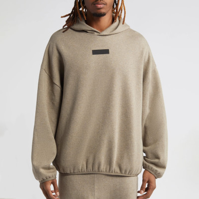 Men's Oatmeal Heather Hoodie - 80 Cotton 20 Polyester Rubber Logo Top | Streetwear Clothing Manufacturer