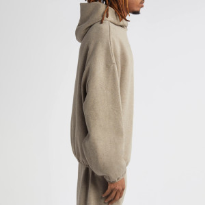 Men's Oatmeal Heather Hoodie - 80 Cotton 20 Polyester Rubber Logo Top | Streetwear Clothing Manufacturer