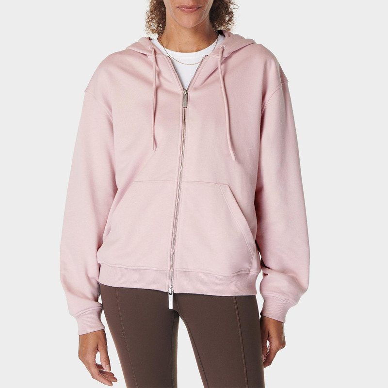 Pink zip up hoodie fitness apparel manufacturers