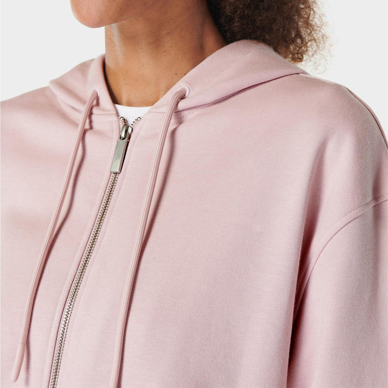 Silver metal double zipper detail on premium fleece jacket