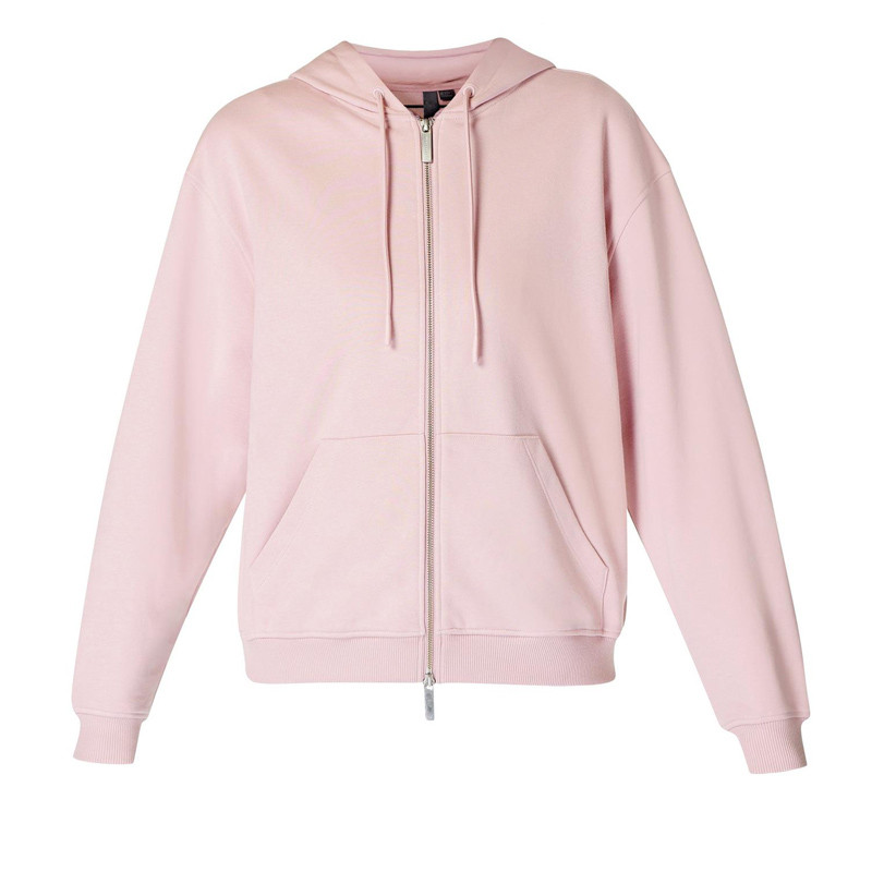 Dusty pink heavyweight fabric texture and drawstring hood