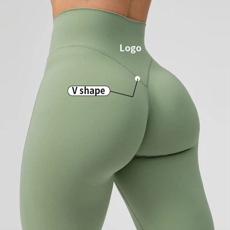 Butt lifting seam detail on high waisted yoga pants