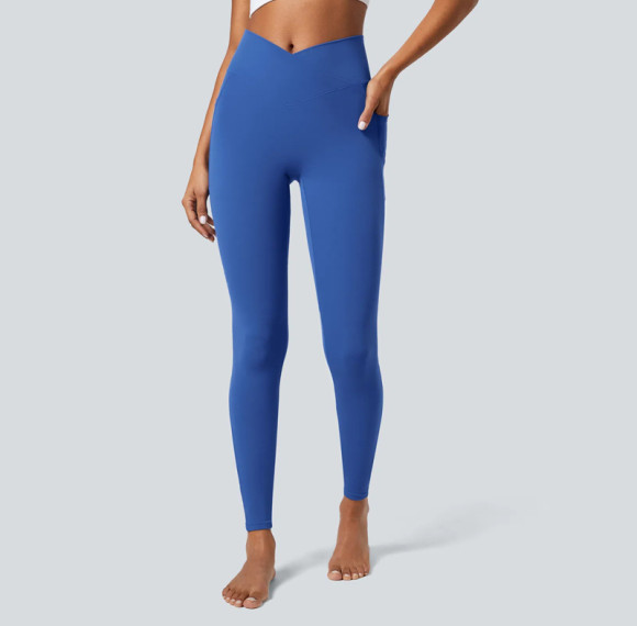 Buttery Soft Crossover Leggings with Pockets - High Waisted V Shape | Custom Leggings Manufacturer