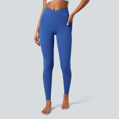 Buttery Soft Crossover Leggings with Pockets - High Waisted V Shape | Custom Leggings Manufacturer