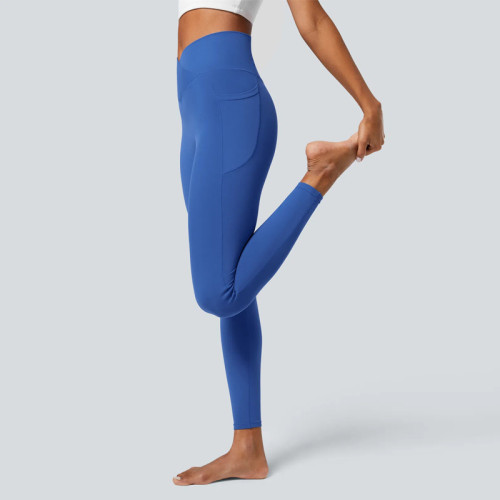 Buttery Soft Crossover Leggings with Pockets - High Waisted V Shape | Custom Leggings Manufacturer