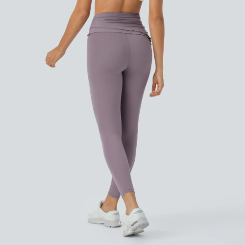 Fold Over Leggings - Lettuce Trim High Waisted Yoga Pants | Custom Leggings Manufacturer