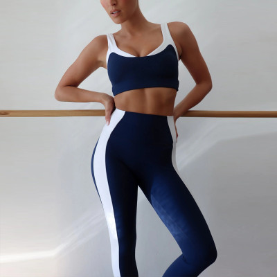 Two Piece Activewear Sets Custom - Navy Blue Color Block Varsity Suit | Sports Clothing Manufacturers