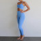 Two Piece Activewear Sets Wholesale - Sky Blue Cross Back Yoga Outfit | Sports Clothing Manufacturers