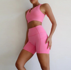 Zip Front Sports Bra Set Custom - High Support Biker Shorts Outfit | Activewear Manufacturer