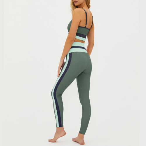 Adjustable Strap Sports Bra Set Custom - Polyester Ribbed Yoga Suit | Sports Clothing Manufacturers