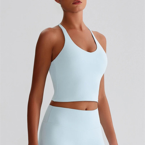 Longline Sports Bra Custom - Strappy Cross Back Yoga Crop Top | Activewear Manufacturer