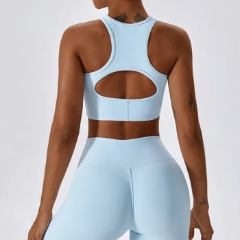 High Neck Sports Bra Custom - Ribbed Crop Top Yoga Bra | Custom Sports Bra Manufacturer