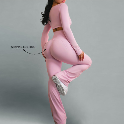 Flared Leggings Set Custom - Square Neck Ruched Crop Top | Sports Clothing Manufacturers