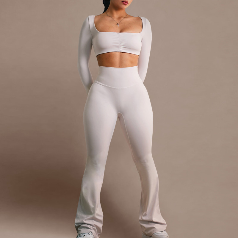 Custom flared leggings set sports clothing manufacturers private label