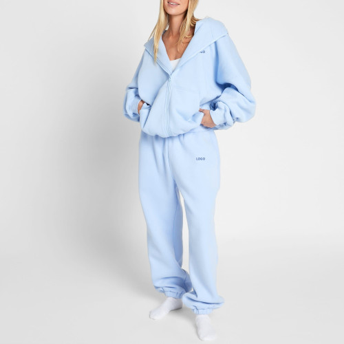 Oversized Zip Up Hoodie Custom Logo - Heavyweight Blank Cotton Set | Clothing Manufacturer For Startups