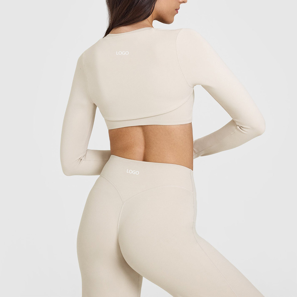 High waist flared leggings set back view with logo placement