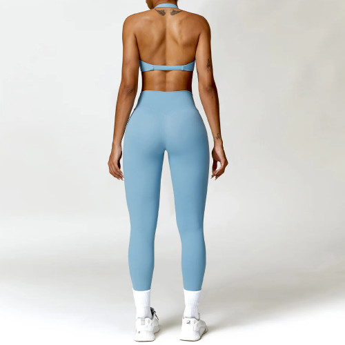 Halter Neck Twist Front Set Custom - Matching Workout Sets High Waist | Sports Clothing Manufacturers