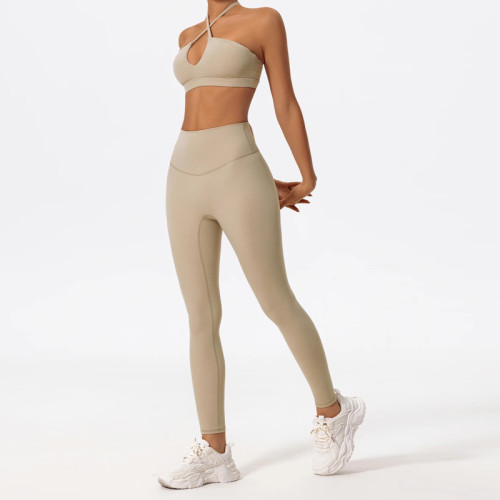 Brown Halter Neck Set Custom - Matching Workout Sets Glute Contour | Sports Clothing Manufacturers