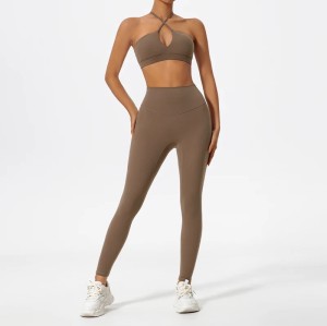 Brown Halter Neck Set Custom - Matching Workout Sets Glute Contour | Sports Clothing Manufacturers