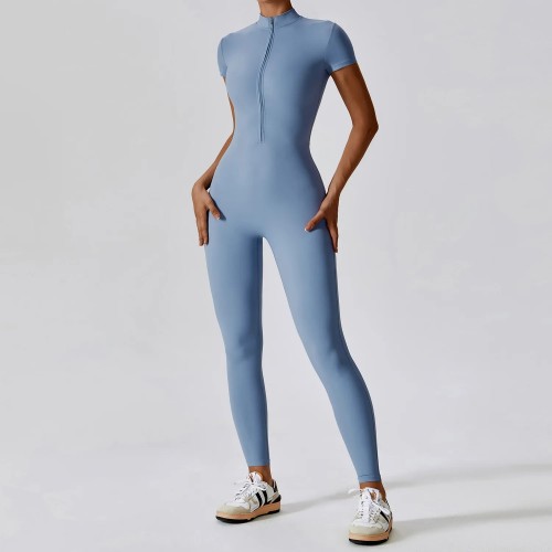 Athletic Onesie Custom - Half Zip Short Sleeve Unitard | Activewear Manufacturer