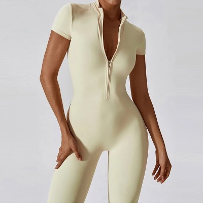 Athletic Onesie Custom - Half Zip Short Sleeve Unitard | Activewear Manufacturer