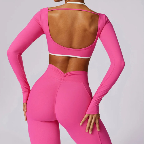 Hot Pink Gym Set Custom - Scrunch Butt Leggings With Pockets | Sportswear Factory