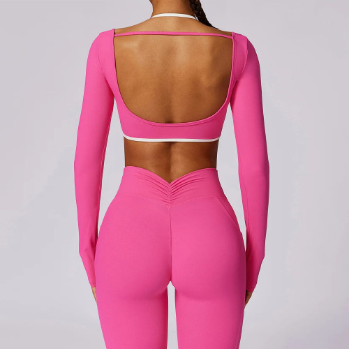 Hot Pink Gym Set Custom - Scrunch Butt Leggings With Pockets | Sportswear Factory