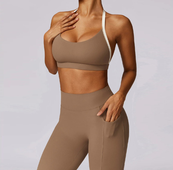 Brown Workout Set Custom - Scrunch Butt Leggings With Pockets | Active Wear Manufacturers